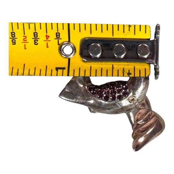 Sterling Silver Hummingbird Brooch Garnet Purple Gemstone Wing Moves Articulated - Picture 4 of 5